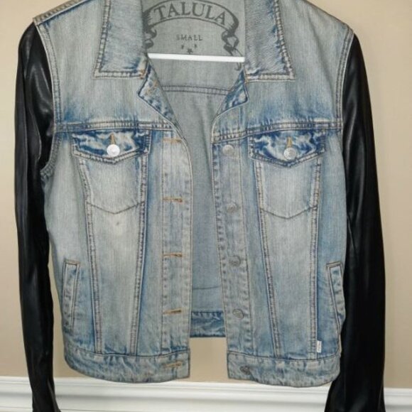 ARITZIA TALULA DENIM AND FAUX LEATHER JACKET - Picture 2 of 2
